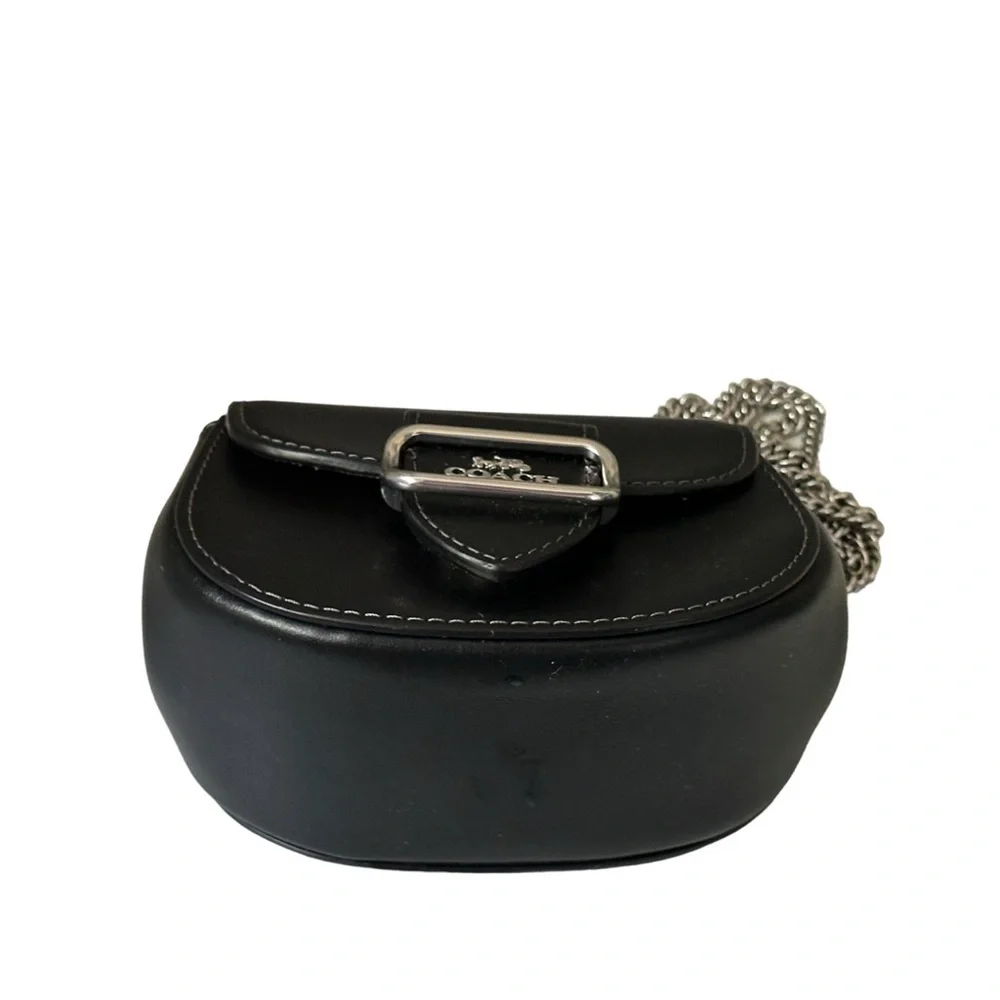 COACH Black Morgan Card Case Mini Leather Crossbody Bag - Picture 5 of 9